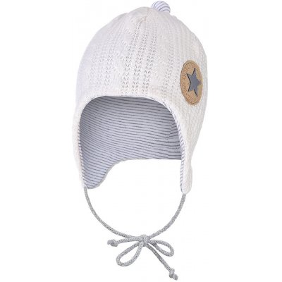Little Angel DITA Čepice podšitá zavazovací Outlast® Off White pruh bílošedý melír – Zboží Dáma