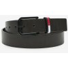 Pásek Tommy Jeans Černý pánský kožený pásek Flag belt