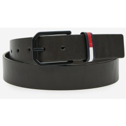 Tommy Jeans Černý pánský kožený pásek Flag belt