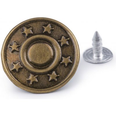 Pro Háčkování Riflový knoflík Jeans 32" 10 ks staromosaz – Zboží Dáma