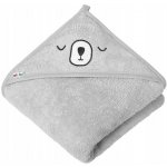 Akuku Osuška s kapucou Medvěd šedá 100 x 100 cm – Zboží Dáma