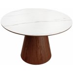 Interior DE Kulatý UNIQUE II 120 cm bílý mramor dýha ořechJ – Zboží Mobilmania