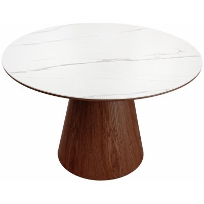 Interior DE Kulatý UNIQUE II 120 cm bílý mramor dýha ořechJ – Zboží Mobilmania