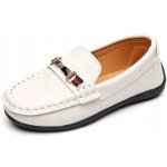 Polobotky mokasíny vsuvné společenské boty pro chlapce k prvnímu svatému přijímání bílé – Zboží Dáma