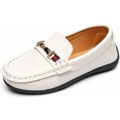 Polobotky mokasíny vsuvné společenské boty pro chlapce k prvnímu svatému přijímání bílé – Zboží Dáma