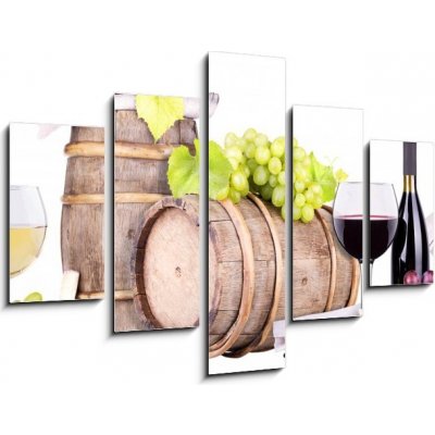 Obraz 5D pětidílný - 150 x 100 cm - champagne, red and white wine šampaňské, červené a bílé víno – Hledejceny.cz