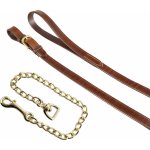 EQUESTRO Vodítko kožené s řetízkem Brass cognac – Sleviste.cz
