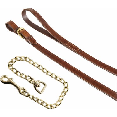 EQUESTRO Vodítko kožené s řetízkem Brass cognac – Sleviste.cz
