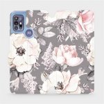 Pouzdro Mobiwear Flipové Motorola Moto G30 - MX06S Květy na šedém pozadí – Zboží Mobilmania