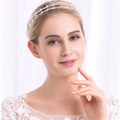 B-TOP Dámská perlová čelenka do vlasů s kamínky LEAF – Zboží Dáma