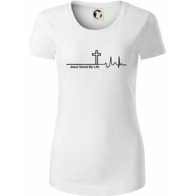 Jesus Saved My Life kříž ekg Dámské triko z organické bavlny Bílá – Zboží Dáma