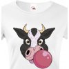 Dámské tričko s potiskem Dámské tričko Veselá kráva Bílá