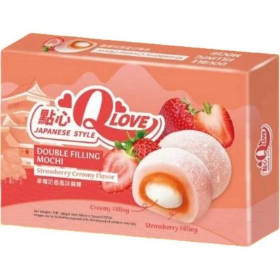 QLove Japonské Koláčky Strawberry Double Filling Mochi 180 g – Zboží Dáma