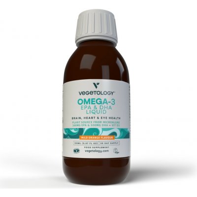 Vegetology Liquid Omega-3 EPA a DHA s vitamínem D Pomeranč 150 ml – Hledejceny.cz