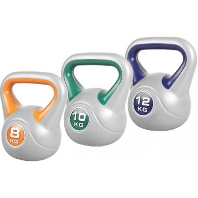 Gorillasports Kettlebells cementový poplastovaný 8 kg + 10 kg + 12 kg