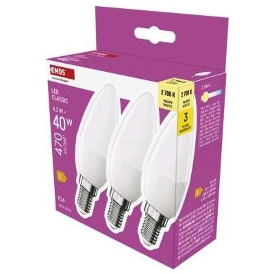 Emos LED žárovka Classic svíčka E14 4,2 W 40 W 470 lm teplá bílá ZQ3E21.3 – Hledejceny.cz