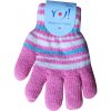 Dětské rukavice Yoclub Dívčí teplé pletené prstové rukavice Yo R-214A - růžová