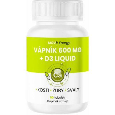 MOVit Vápník 600 mg + D3 liquid 90 kapslí – Zbozi.Blesk.cz