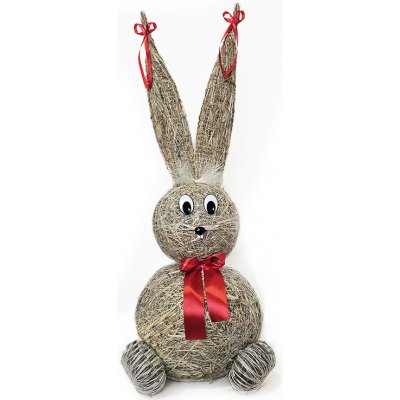 OVČÍ VĚCI Slámový zajíc s červenou mašlí 45 cm – Sleviste.cz
