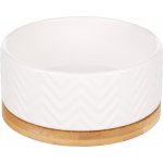 Keramická miska FLAMINGO Bianco s bambusovým podstavcem 16,1 x 6,6 x 7,7 cm 990 ml – Zboží Mobilmania
