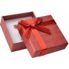 Dárková krabička JKBOX Červená papírová krabička s mašlí se zlatým okrajem IK008