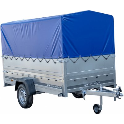 Garden Trailer 264 KIPP S OPĚRNÝM KOLEM, BOČNICEMI BIS, RÁMEM H-800 A MODRÝM KRYTEM