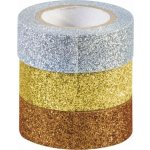 Lepicí páska dekorační glitter - zlatá, meděná, stříbrná – Zboží Dáma