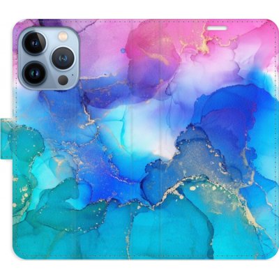 Pouzdro iSaprio Flip s kapsičkami na karty - BluePink Paint Apple iPhone 13 Pro