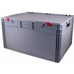 Tavobal 400340 Euro přepravka s víkem 800 x 600 x 420 mm, šedá – Zboží Dáma
