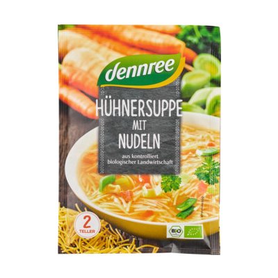 Dennree bio Kuřecí polévka s nudlemi 45 g – Sleviste.cz
