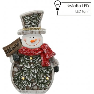 Pro-Tech shop Vánoční figurka sněhulák s lístky LED 25,5x9,5x37,5cm 69856 – Hledejceny.cz