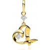 Přívěsky Šperky Eshop Přívěsek ze žlutého zlata srdce se zirkony, silueta motýla S5GG261.51