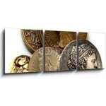 Obraz s hodinami 3D třídílný - 150 x 50 cm - Silvana Comugnero bankovky currency švýcarsko – Zboží Mobilmania