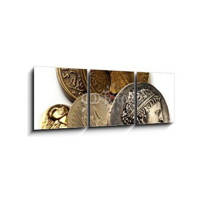 Obraz s hodinami 3D třídílný - 150 x 50 cm - Silvana Comugnero bankovky currency švýcarsko – Zboží Mobilmania