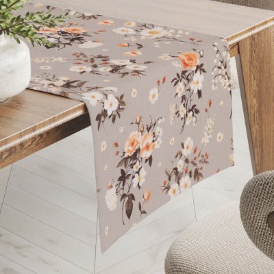 Biante bavlna běhoun Sandra SA-739 Růže a konvalinky na béžovošedém 45x180 cm – Hledejceny.cz