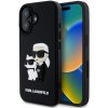 Pouzdro a kryt na mobilní telefon Apple Karl Lagerfeld 3D Rubber Karl and Choupette pro iPhone 16 černý