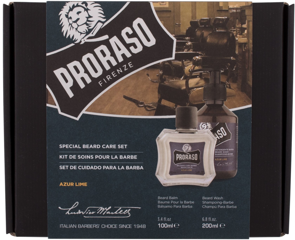 Proraso Azur Lime šampon na vousy 200 ml + balzám na vousy 100 ml dárková sada