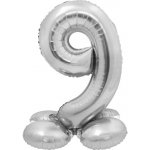 Godan Balónek fóliový číslice 9 samostojná stříbrná 72 cm