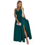 Numoco Chiara elegantní maxi šaty na ramínka zelené – Zboží Mobilmania
