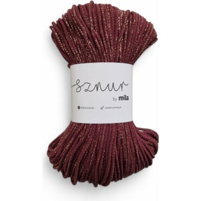 Bavlněná šňůra MILA GLITTER 5mm - Burgund zlatý /PG130 – Zboží Dáma