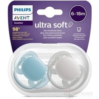 Avent SCF091/17 Dudlík Ultra Soft modrá/šedá