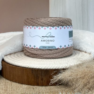 Amorino Fios Textilní špagáty Amorino Fio s potiskem - Premium 36mm Cappuccino dots – Zboží Dáma