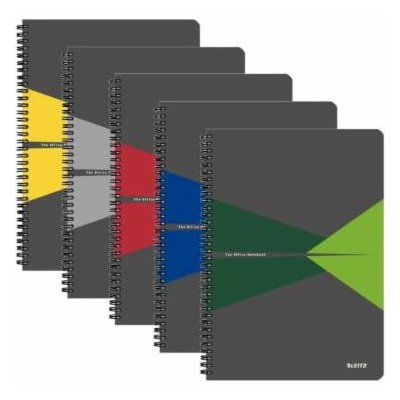 Leitz blok Office šedo červená drátěná kroužková vazba A5 čtverečkovaný 90 listů – Zboží Dáma