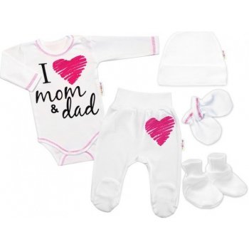 Baby Nellys 5-ti dílná soupravička do porodnice I love mom & dad holka