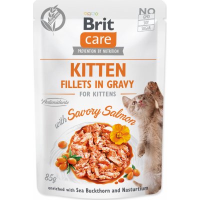 Brit Care Cat Fillets in Gravy Kitten Savor.Salmon 85 g – Zboží Mobilmania