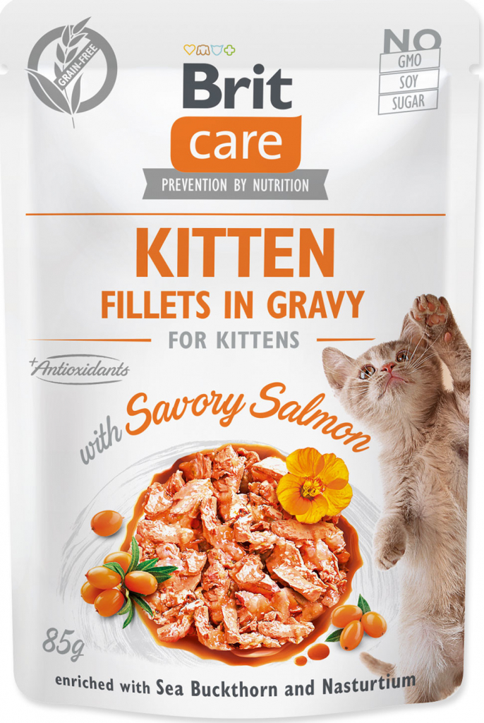 Brit Care Cat Fillets in Gravy Kitten Savor.Salmon 85 g