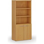 Primo Kombinovaná kancelářská skříň WOOD, dveře na 2 patra, 1781 x 800 x 420 mm, buk – Zboží Mobilmania