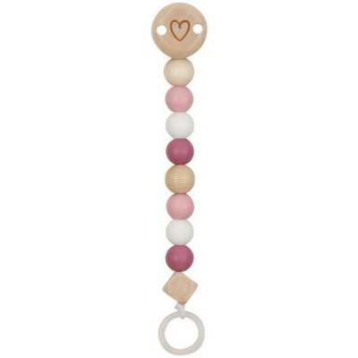 Goki klip na dudlík dřevo a silikon růžová – Zboží Dáma