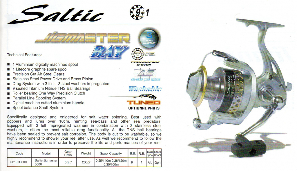 AWA-Shima SALTIC HK JIGMASTER BAY 3000 FD 9+1BB ALU SPOOL + GRAPHITE SPOOL