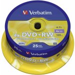 Verbatim DVD+RW 4,7GB 4x, SERL, cakebox, 25ks (43489) – Hledejceny.cz